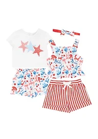Baby Girls Americana Shirts and Shorts Set