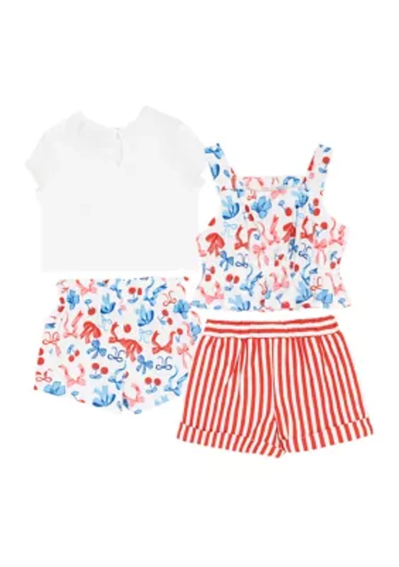 Baby Girls Americana Shirts and Shorts Set
