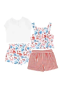 Baby Girls Americana Shirts and Shorts Set