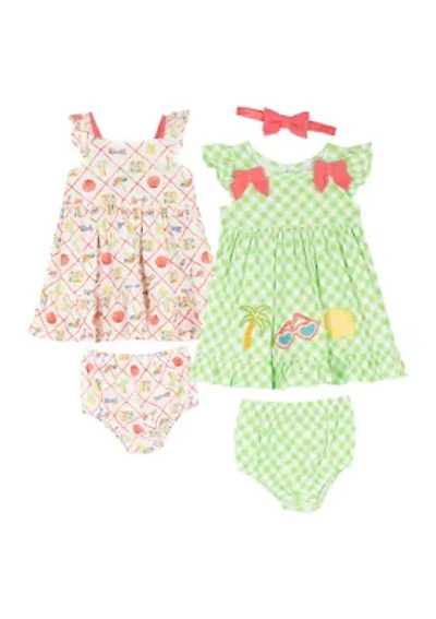 Baby Girls Check Print and Summer Dress Set