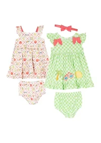 Baby Girls Check Print and Summer Dress Set