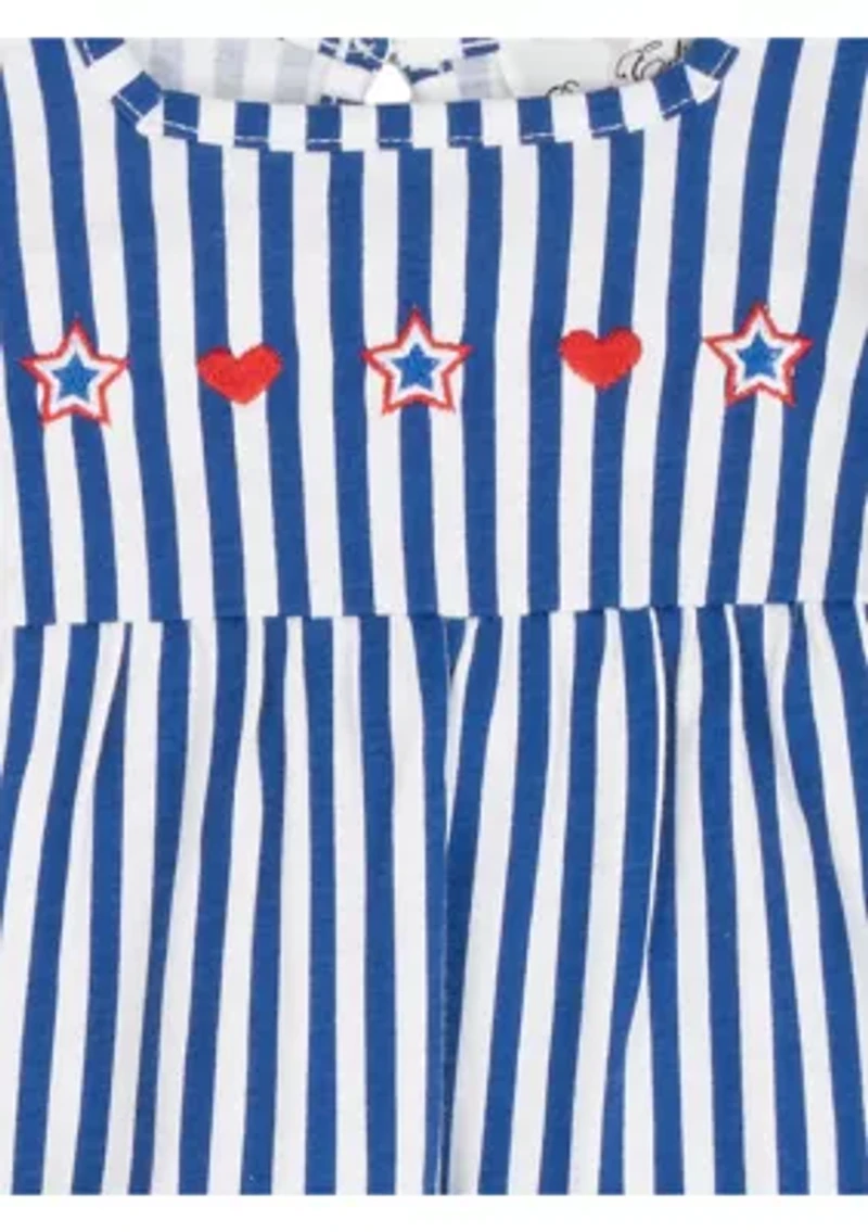 Baby Girls Striped and Bow Print Dress Set