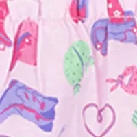 Baby Girls Cowboy Print Shirts and Shorts Set with Headband