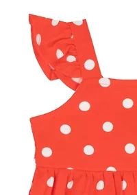 Baby Girls Dot and Stamp Print Dress Set