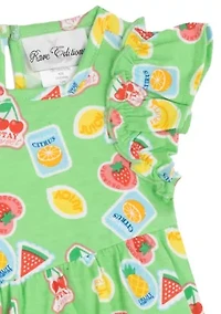 Baby Girls Dot and Stamp Print Dress Set