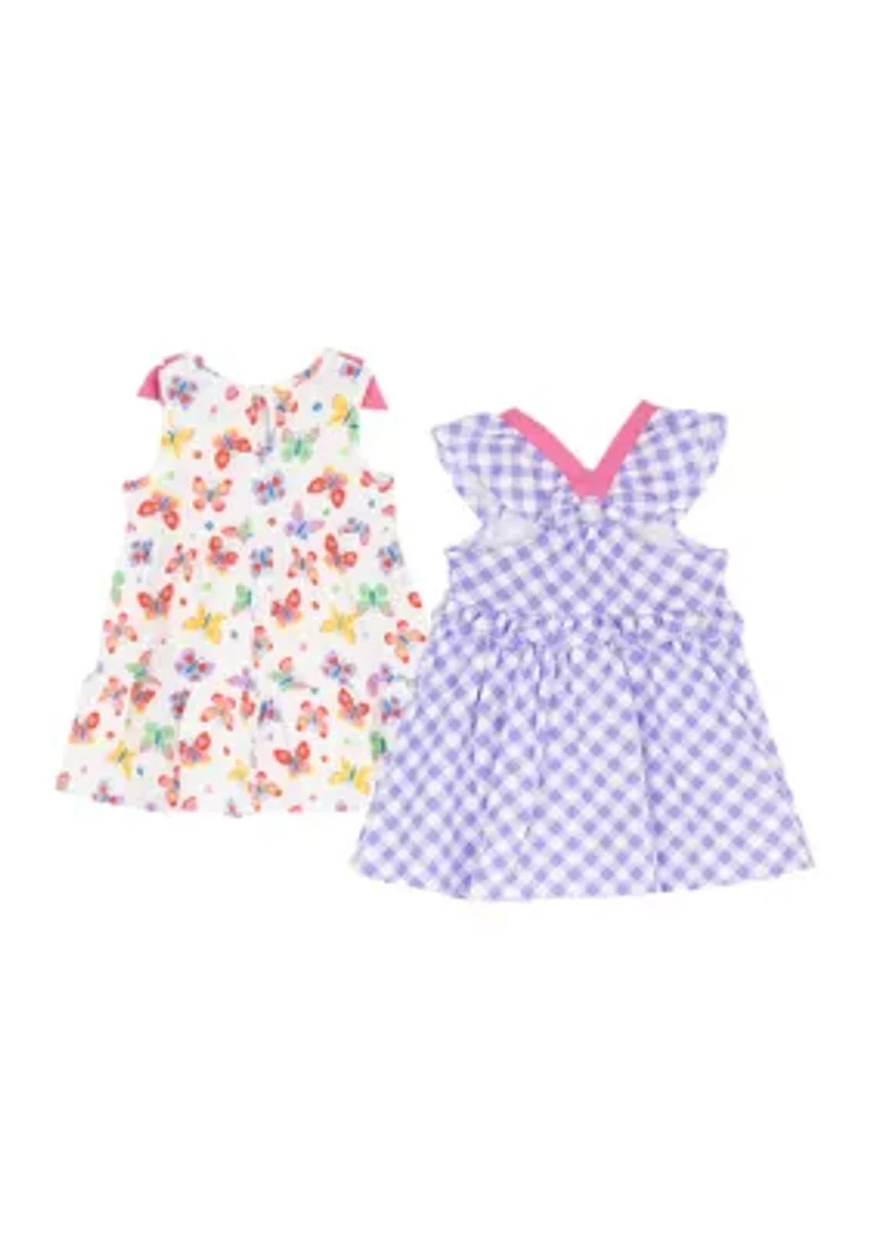 Baby Girls Butterfly and Check Print Dress Set