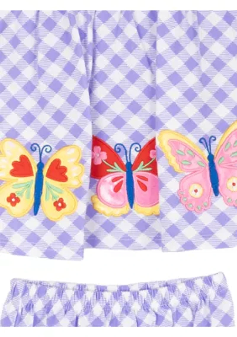 Baby Girls Butterfly and Check Print Dress Set