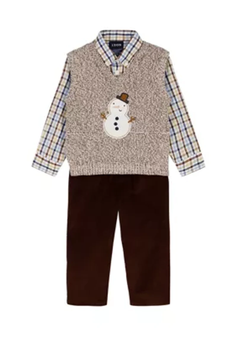 Baby Boys Snowman with Cord Sweater Vest Set