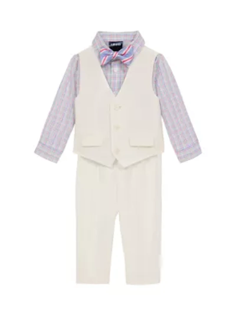 Baby Boys Heather Poplin Vest Set with Bowtie