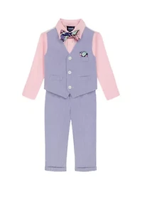 Baby Boys Pincord Vest Set with Bowtie