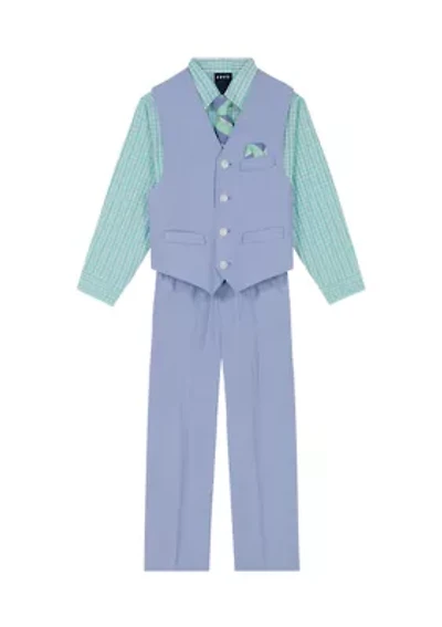 Baby Boys Oxford Vest Set with Tie