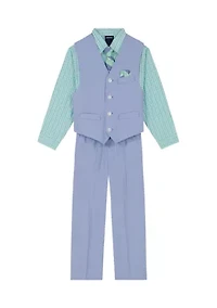 Toddler Boys Oxford Vest Set with Tie