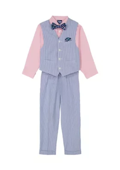 Toddler Boys Seersucker Vest Set with Bowtie