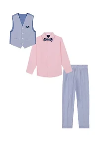 Toddler Boys Seersucker Vest Set with Bowtie