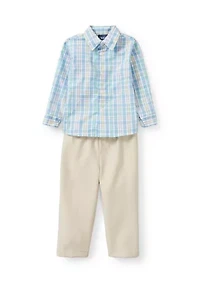 Baby Boys Heather Poplin Vest Set with Bow Tie