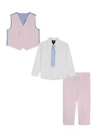 Toddler Boys Outfit Set with Houndstooth Vest and Tie