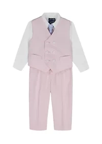 Toddler Boys Outfit Set with Houndstooth Vest and Tie