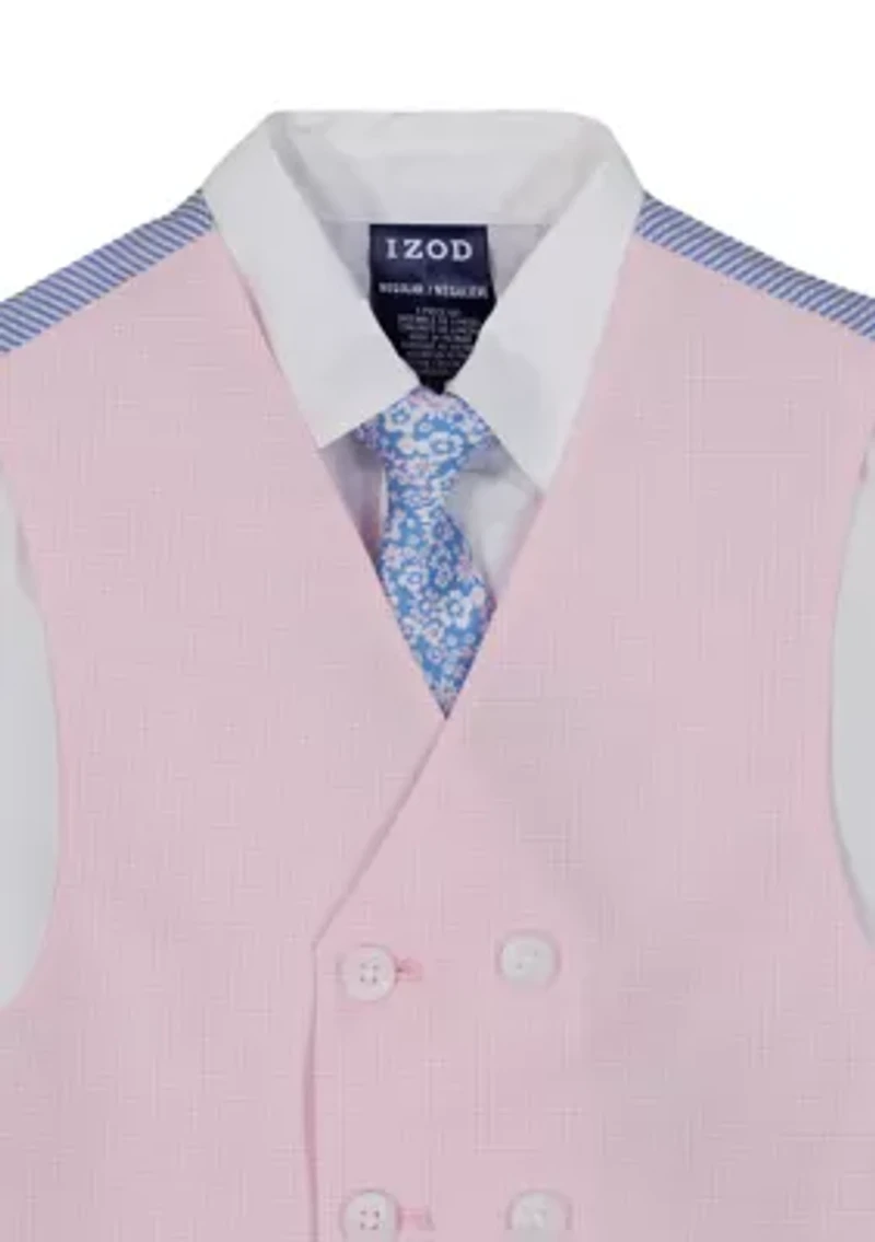 Toddler Boys Outfit Set with Houndstooth Vest and Tie