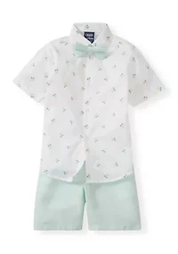 Baby Boys Traffic Jam Print Shirt and Shorts Set with Bow Tie