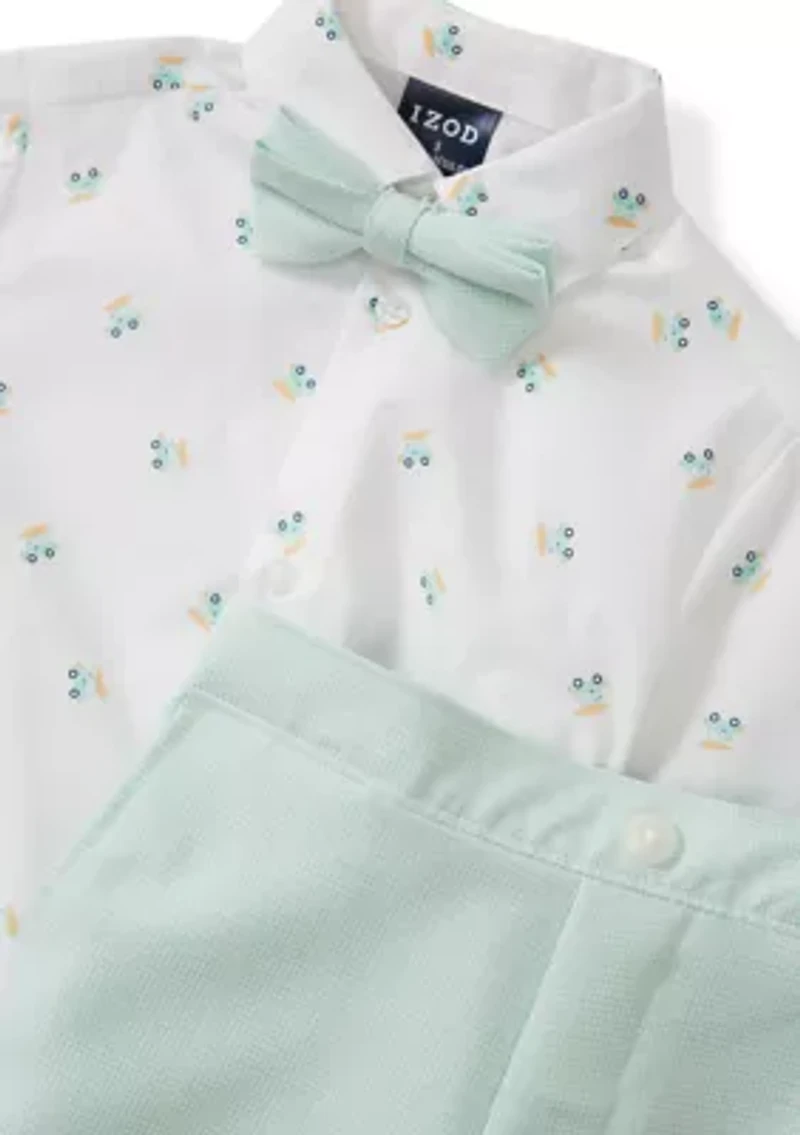 Baby Boys Traffic Jam Print Shirt and Shorts Set with Bow Tie