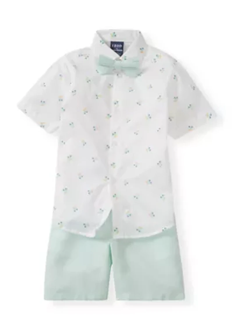 Toddler Boys Traffic Jam Shirt and Shorts Set with Bow Tie