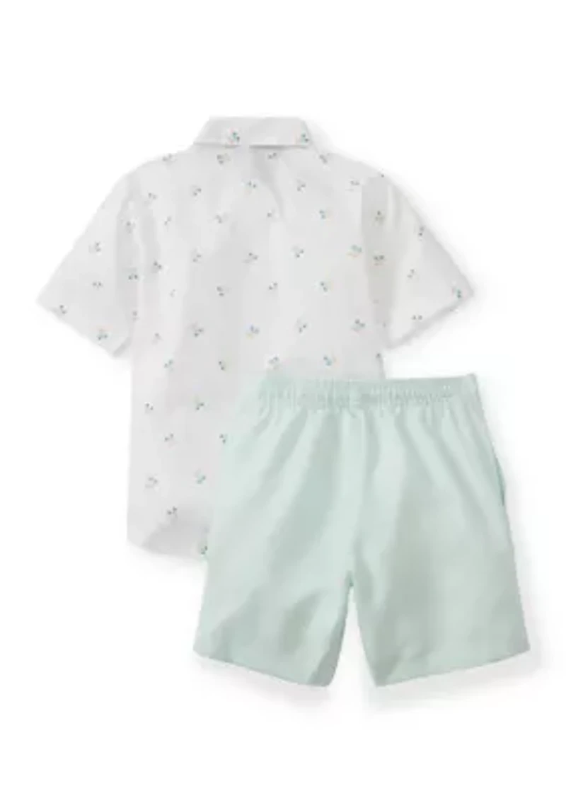 Toddler Boys Traffic Jam Shirt and Shorts Set with Bow Tie