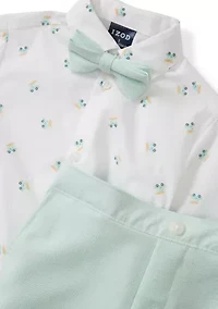 Toddler Boys Traffic Jam Shirt and Shorts Set with Bow Tie