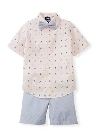 Baby Boys Golfing Shirt and Shorts Set with Bow Tie