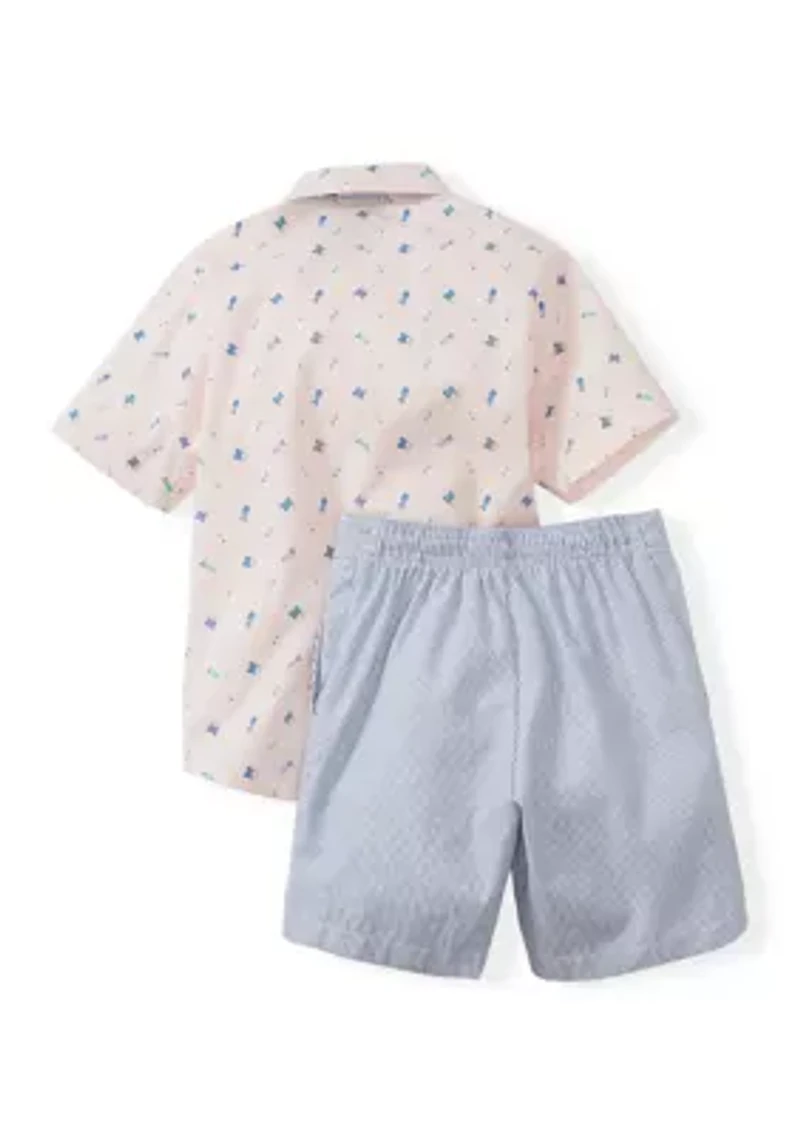 Baby Boys Golfing Shirt and Shorts Set with Bow Tie