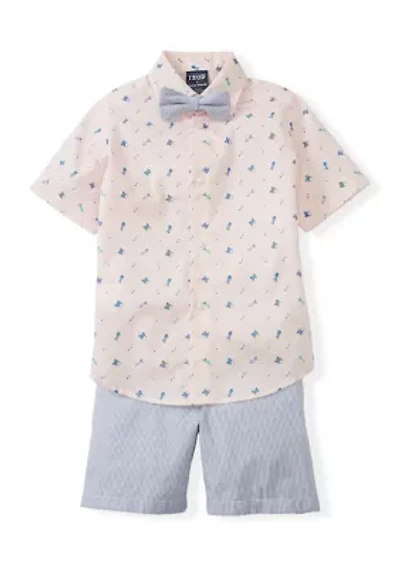 Toddler Boys Shirt and Shorts Set with Bow Tie