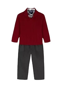 Baby Boys Cable 1/4 Zip with Twill Sweater Set