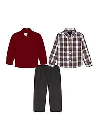Toddler Boys Cable 1/4 Zip with Twill Sweater Set
