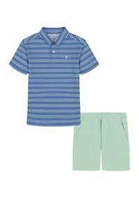 Toddler Boys Multi Stripe Polo Shirt and Short Set