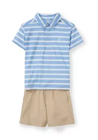Baby Boys 2 Piece Short Sleeve Jupiter Striped Polo Performance Shorts Set