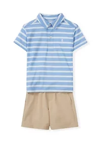 Toddler Boys Jupiter Striped Polo Shirt and Shorts Set