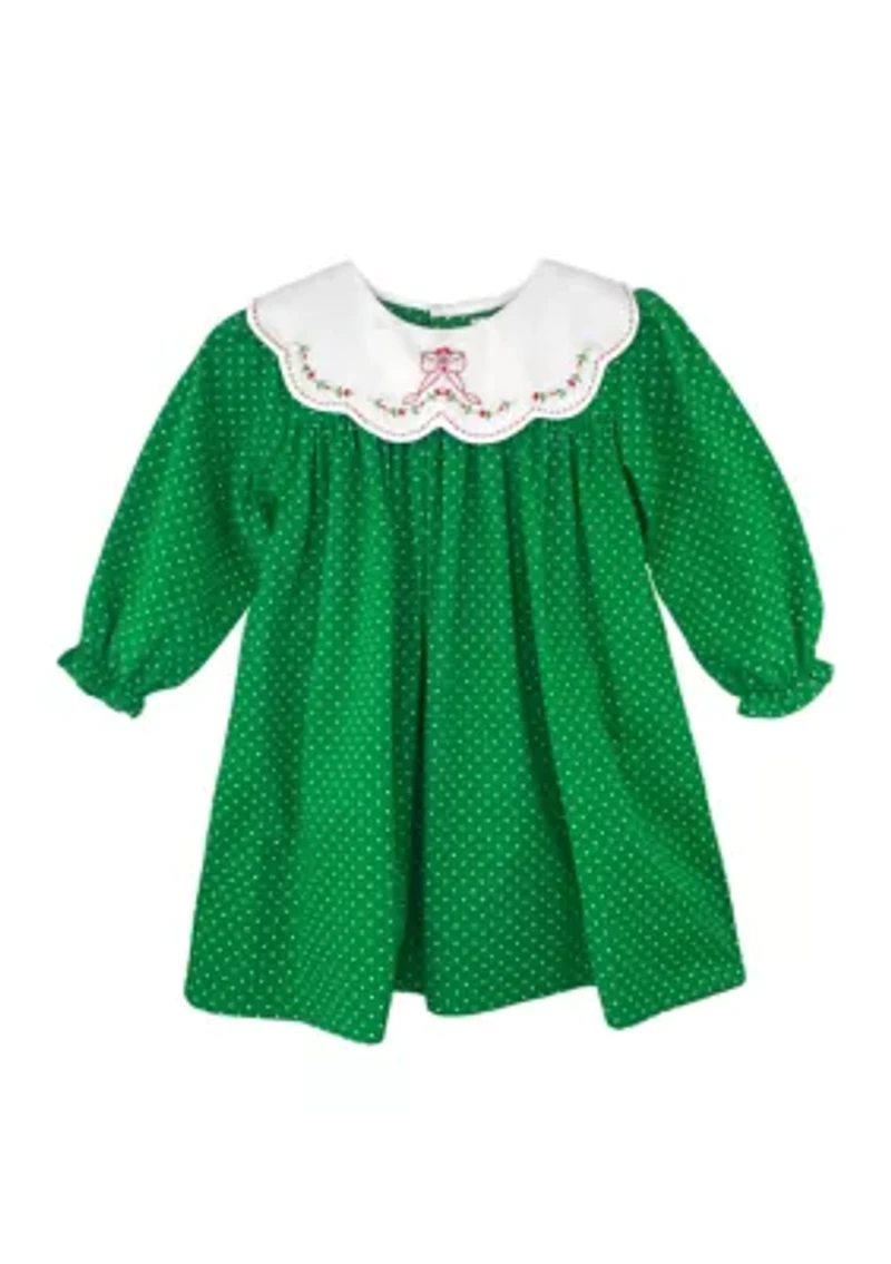 Baby Girls Christmas Day Dress with Embroidery