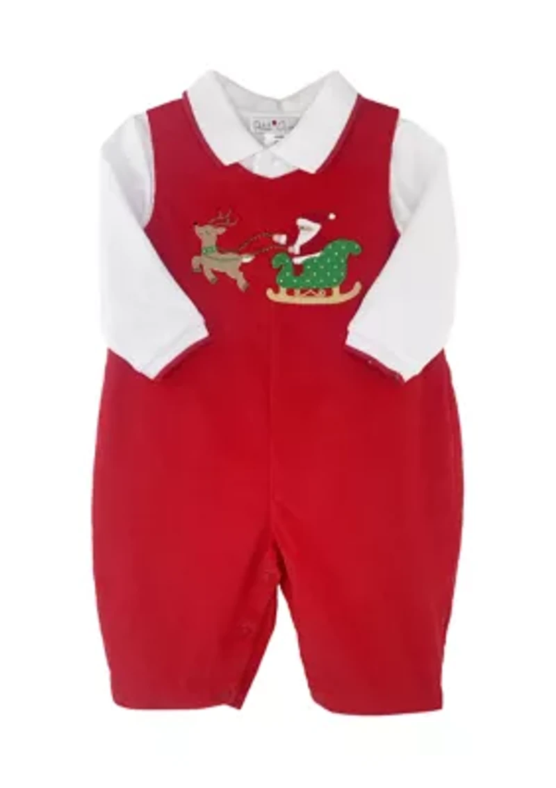 Baby Girls Coverall with Santa Appliqué