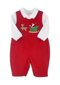 Baby Girls Coverall with Santa Appliqué