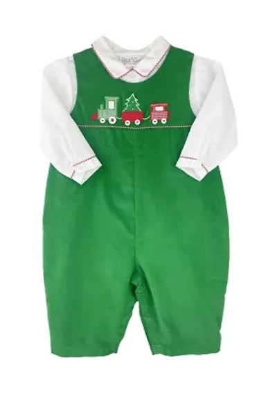 Baby Boys Coverall with Train Appliqué