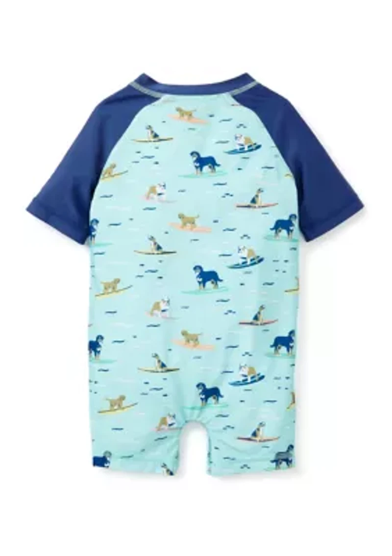 Baby Boys Dog Surf Printed One Piece Rash Guard