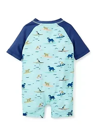 Baby Boys Dog Surf Printed One Piece Rash Guard