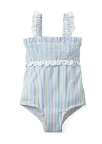 Baby Girls Smocked Stripe One Piece Swimsuit