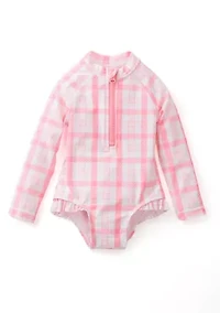 Baby Girls Gingham Printed Rashguard