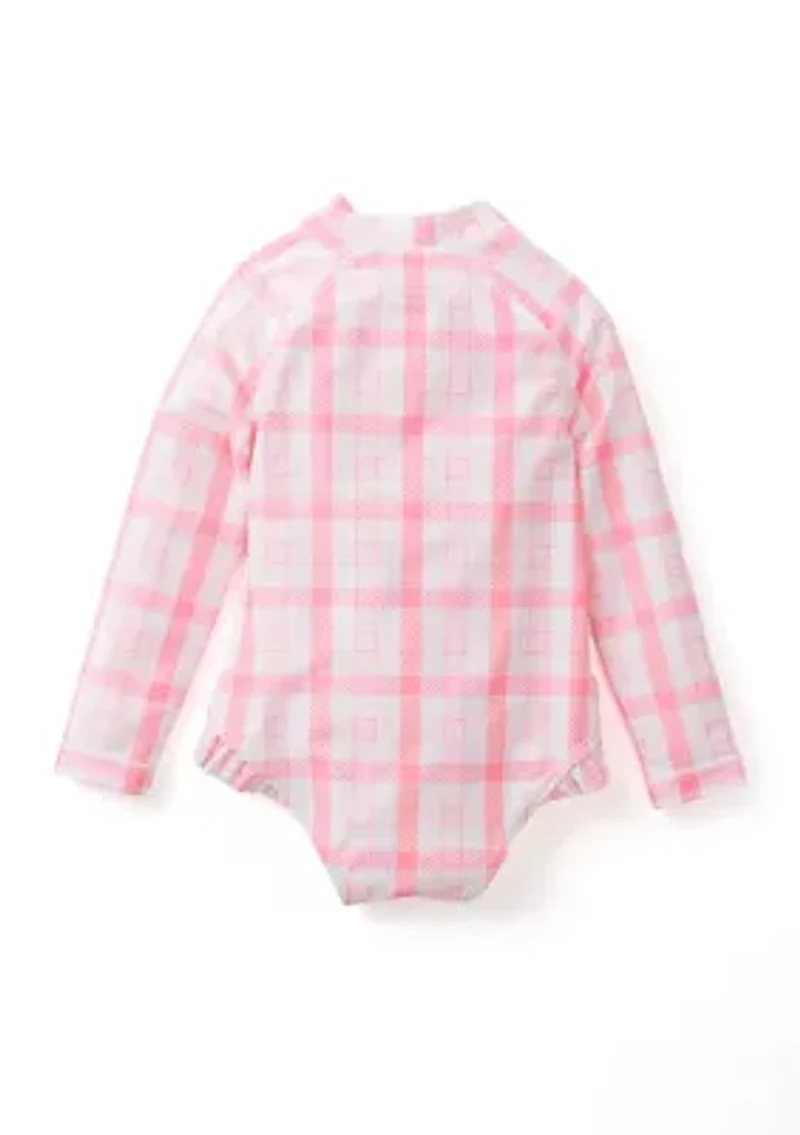 Baby Girls Gingham Printed Rashguard