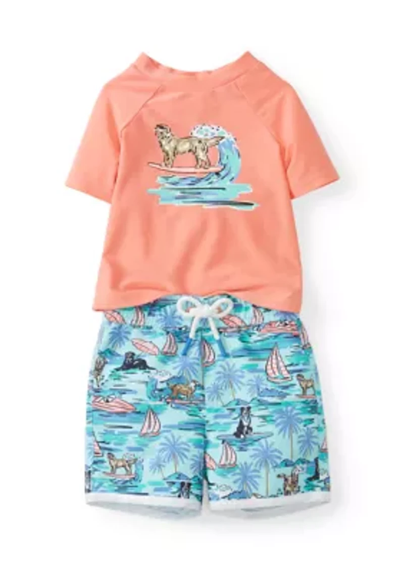 Baby Boys Short Sleeve Rash Guard Set