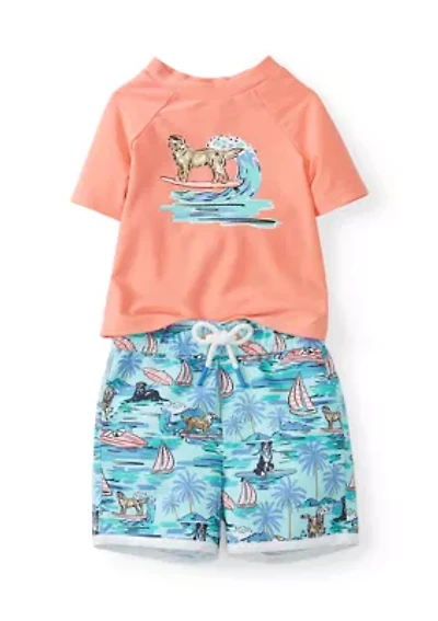 Baby Boys Short Sleeve Rash Guard Set