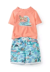 Baby Boys Short Sleeve Rash Guard Set