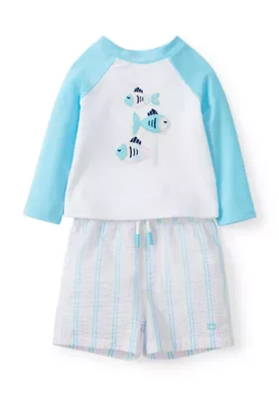 Baby Boys Seersucker Rash Guard Set