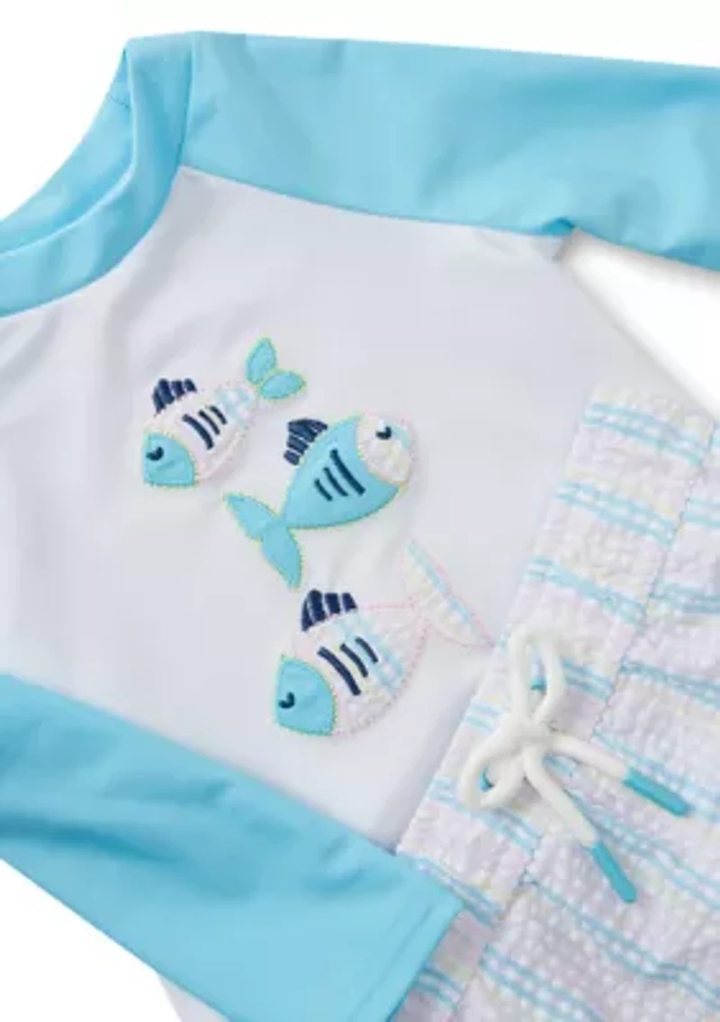 Baby Boys Seersucker Rash Guard Set