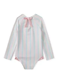 Baby Girls Ruffle Bow Rash Guard One Piece Swimsuit